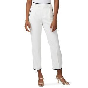 Equipment Femme Pants Women 2 White Crepe Bergen Straight Leg Ankle Crop